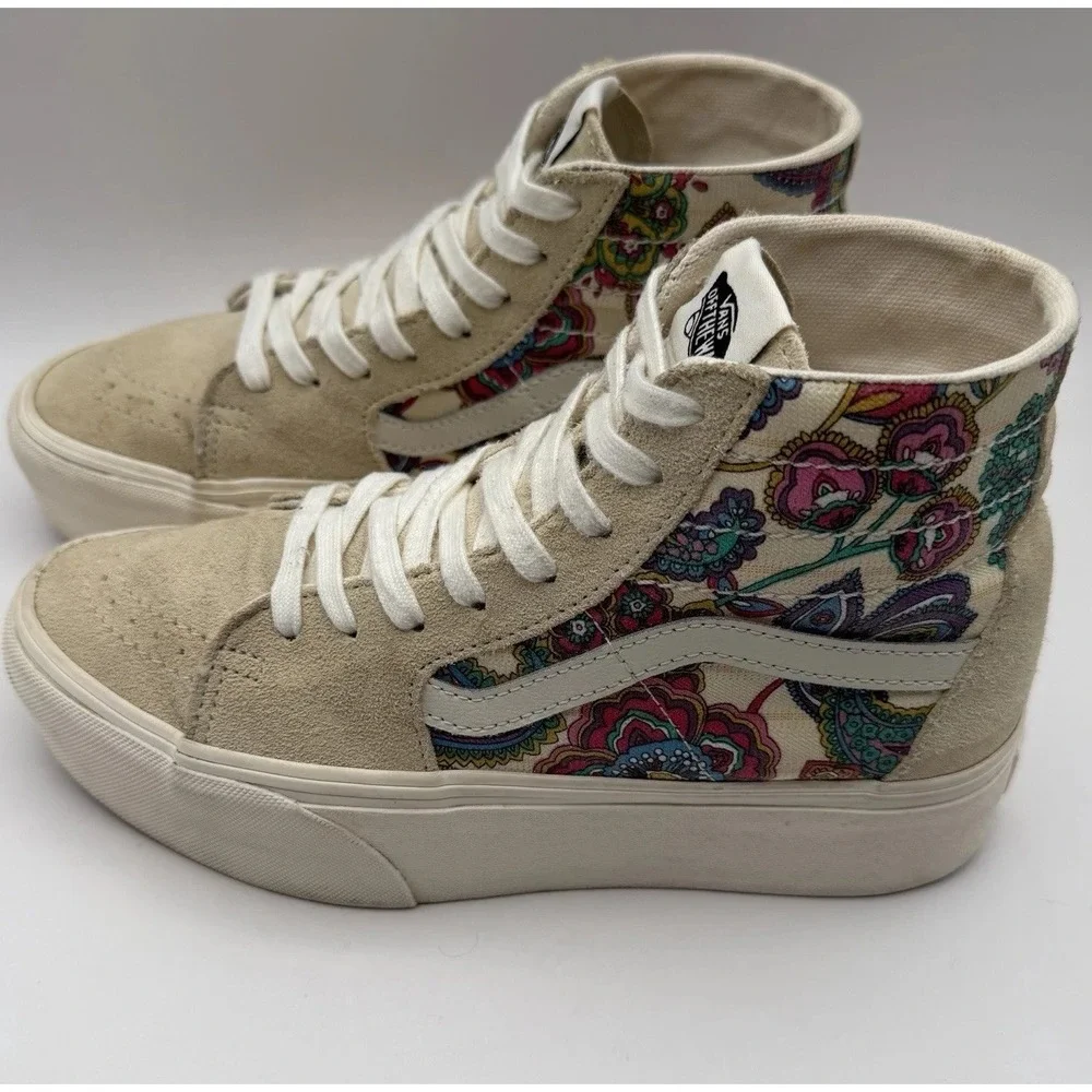 Vans Sk8-Hi Platform Paisley Floral Women's 8 Men's 6.5 Shoes Stackform Beige